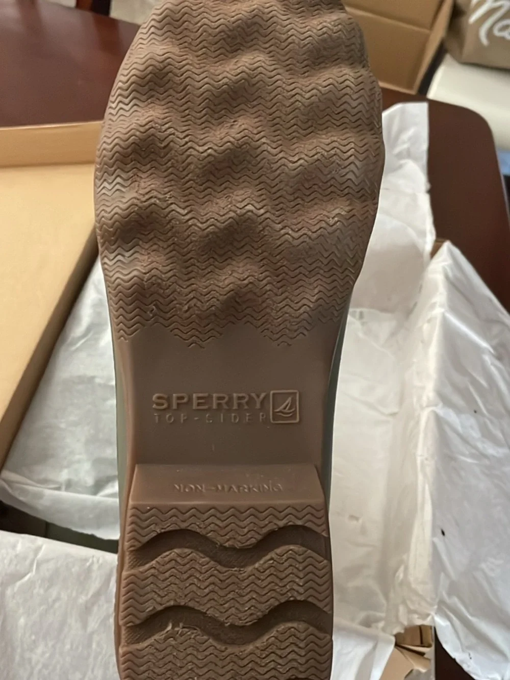 Sperry Men's Avenue Duck Boots in the tan and olive colorway 11M